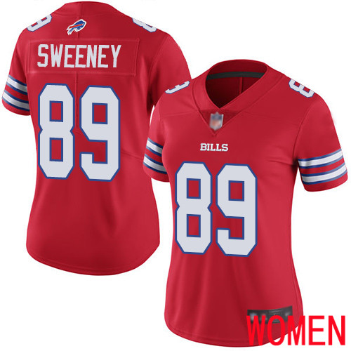 Women Buffalo Bills 89 Tommy Sweeney Limited Red Rush Vapor Untouchable NFL Jersey